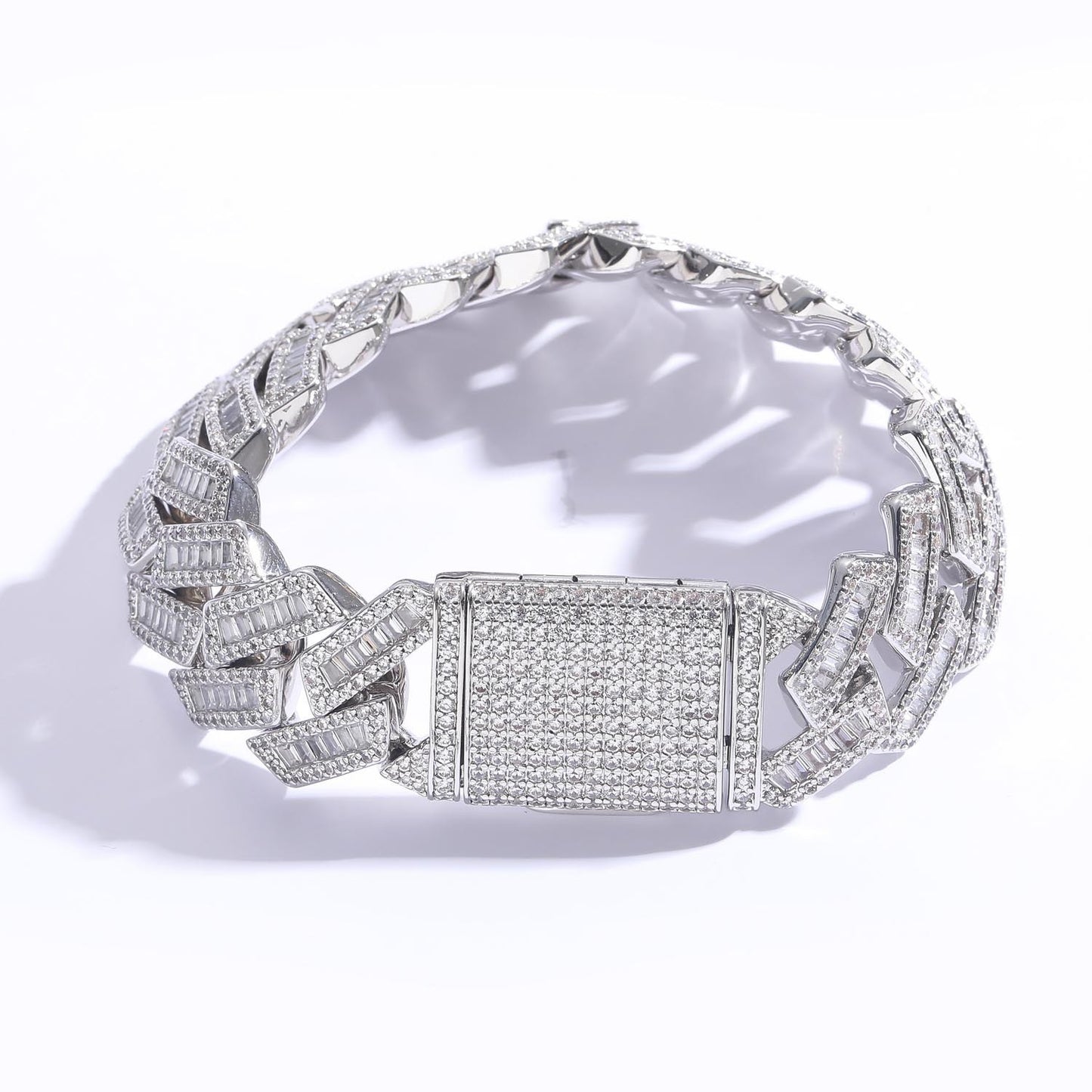 Hip Hop Diamond Shape Cuban Link Cubic Zirconia Bracelet for Men