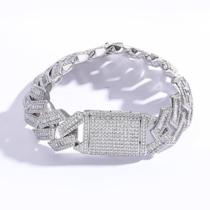 Hip Hop Diamond Shape Cuban Link Cubic Zirconia Bracelet for Men