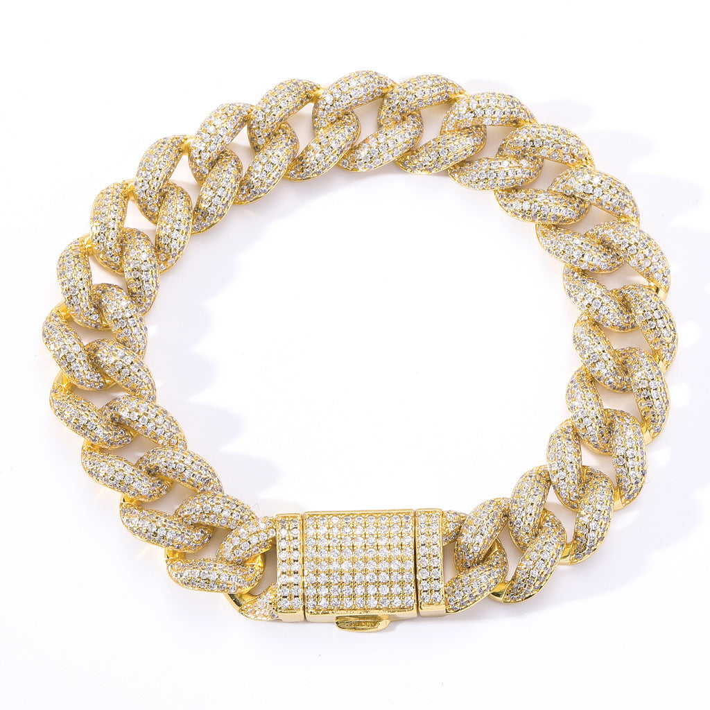 Hip Hop Cuban Link Bubble Copper Bracelet for Men