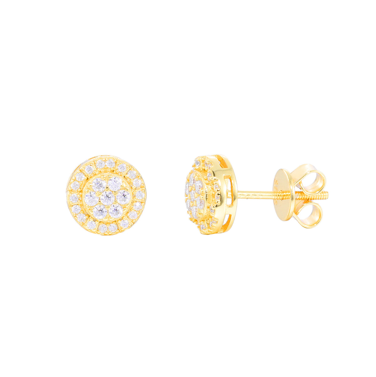 Unisex Round Moissanite Stud Earrings in 925 Silver Gold Plated Geometric Hip Hop Jewelry product image