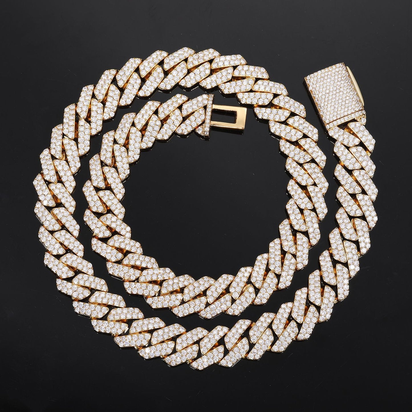 Iced Out Double Row Cuban Link Chain Necklace or Bracelet in Copper with Cubic Zirconia product image