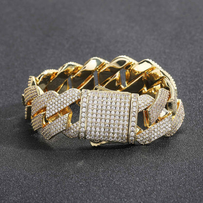 Hip Hop Minimalist Diamond Shape Cuban Link Cubic Zirconia Bracelet for Men