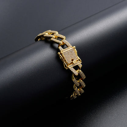 Hip Hop Minimalist Diamond Shape Cuban Link Cubic Zirconia Bracelet for Men
