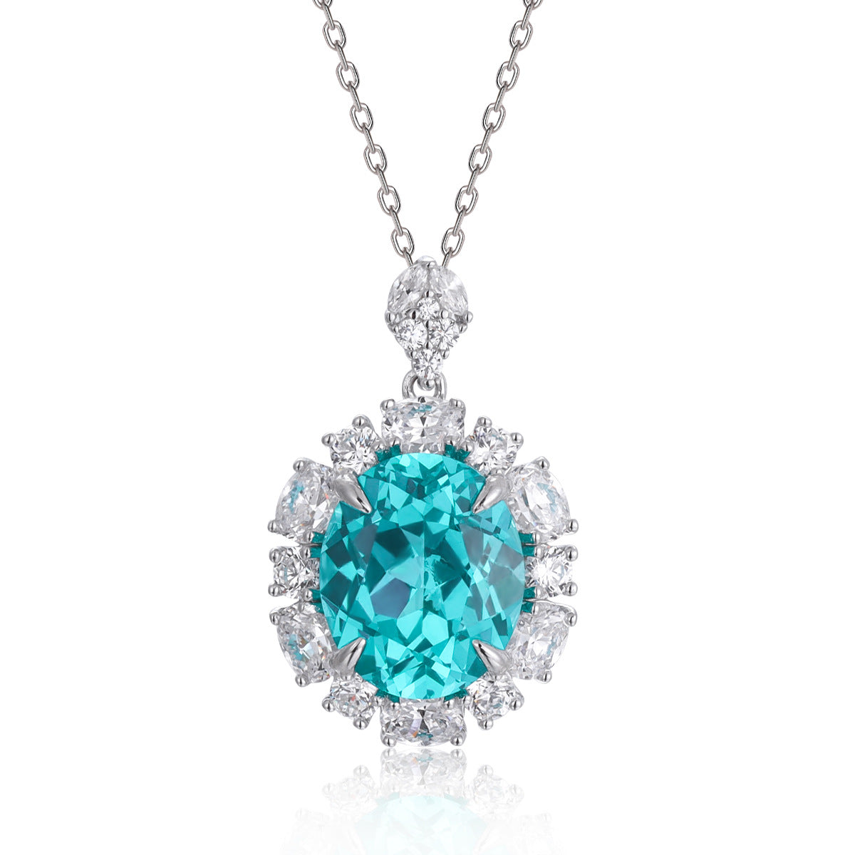 Paraiba-Style Oval Green Blue 925 Silver Matching Jewelry Set product image