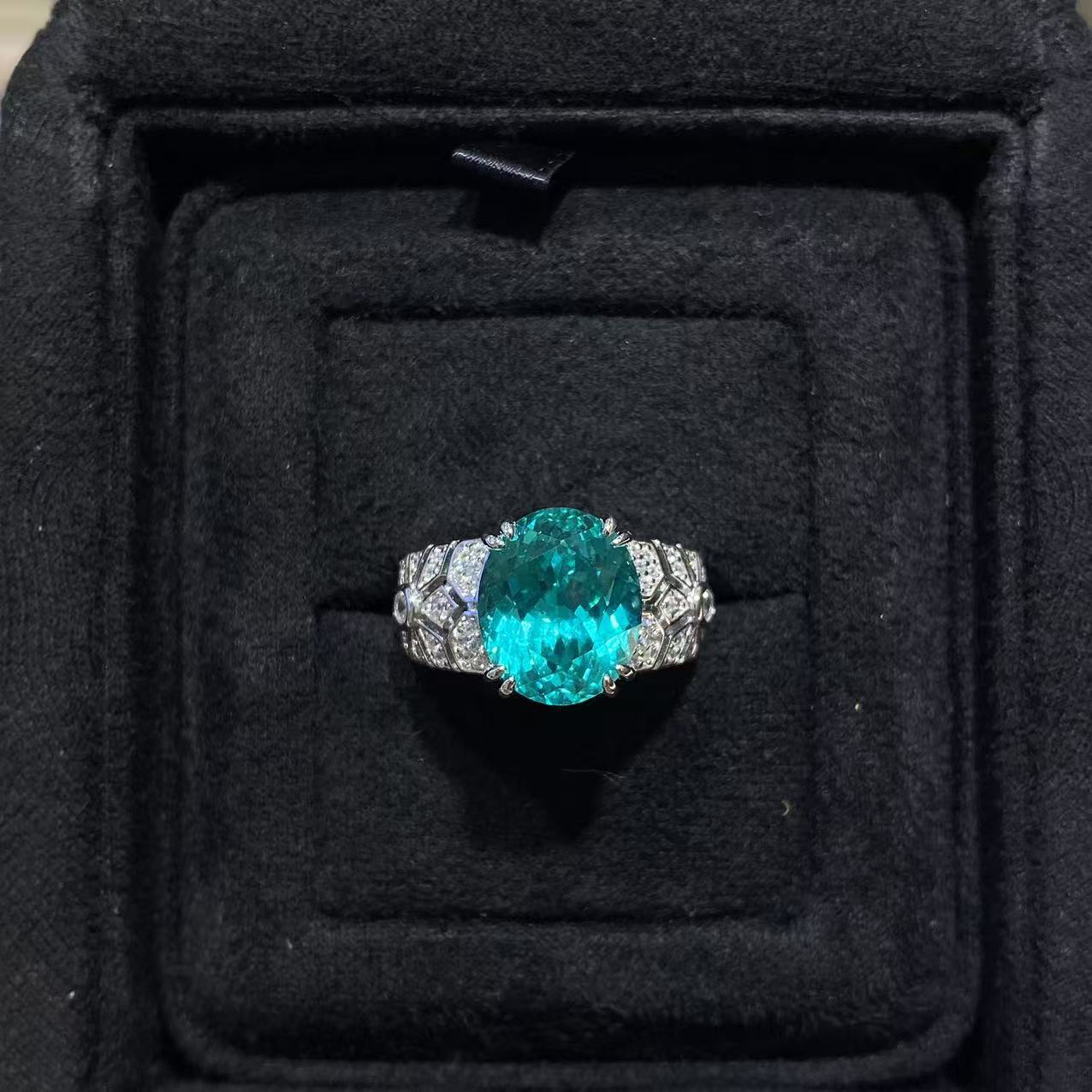 Vintage Teal Oval Solitaire Ring, S925 Sterling Silver Statement Ring product image