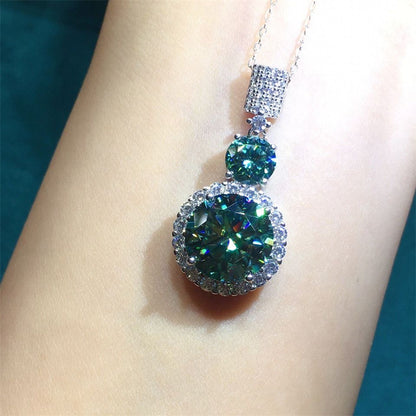 Green Round Halo Jewelry Set for Women – Ring, Pendant Necklace, Stud Earrings & Bracelet