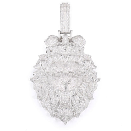 Iced Out Lion Head Pendant Necklace for Men - Hip Hop Cubic Zirconia Statement Chain