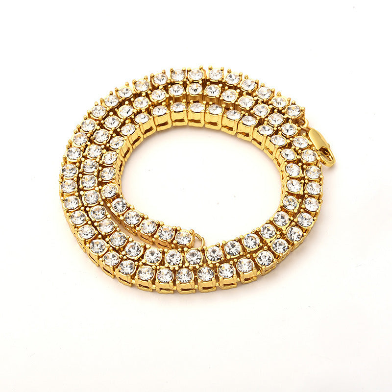 Hip Hop Tennis Chain Alloy Necklace for Men