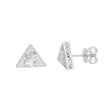 Geometric Triangle Stud Earrings, Sparkling Stone Hip Hop Earrings for Men and Women
