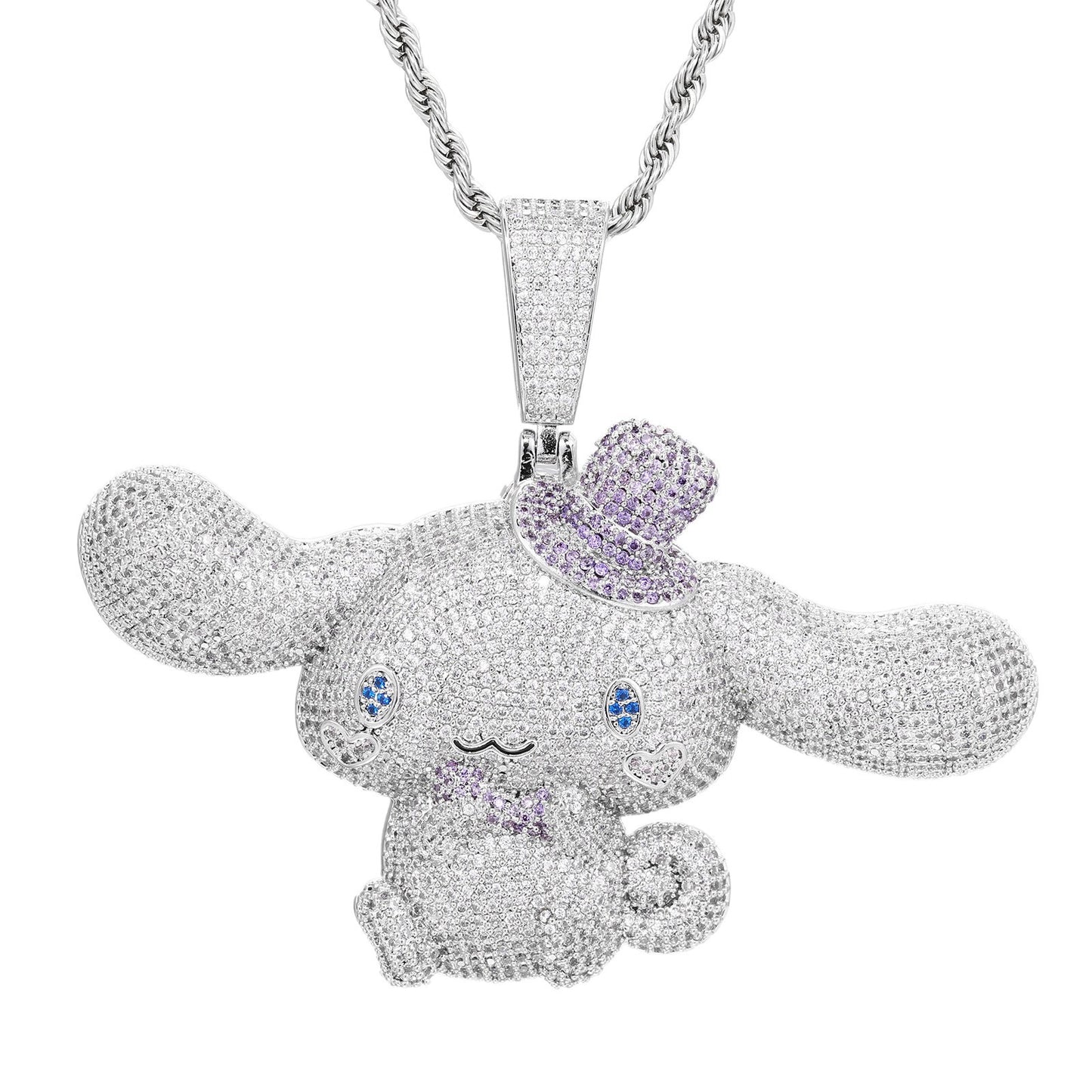 Iced Out Cartoon Dog Pendant Necklace for Men and Women - Silver Color Hip Hop Animal Charm Chain product image