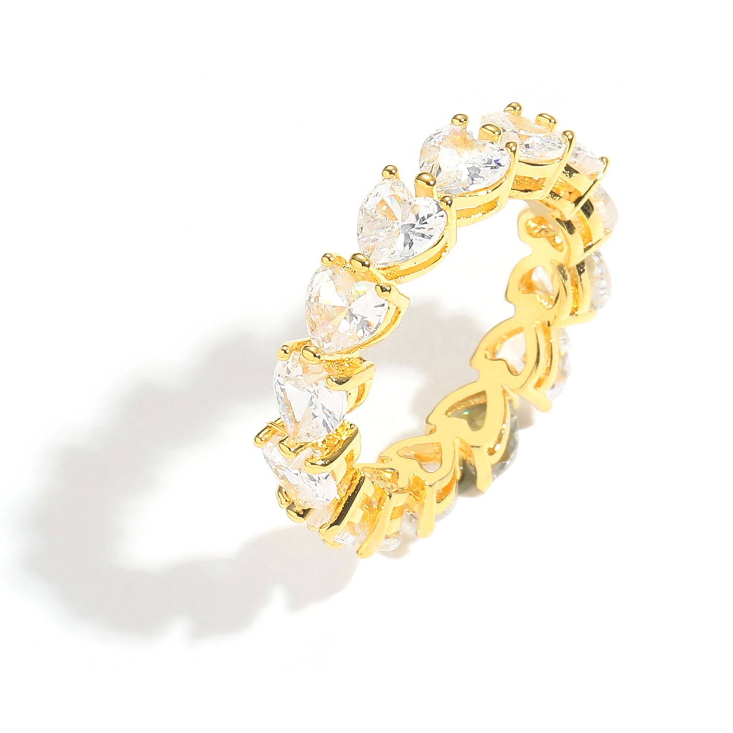 Hip Hop Heart Cubic Zirconia Ring for Men and Women