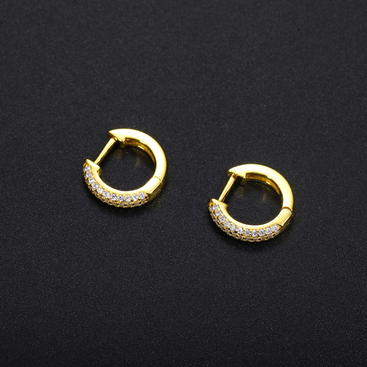 Unisex Silver Tone Round Hoop Earrings with Moissanite Accent Stones product image