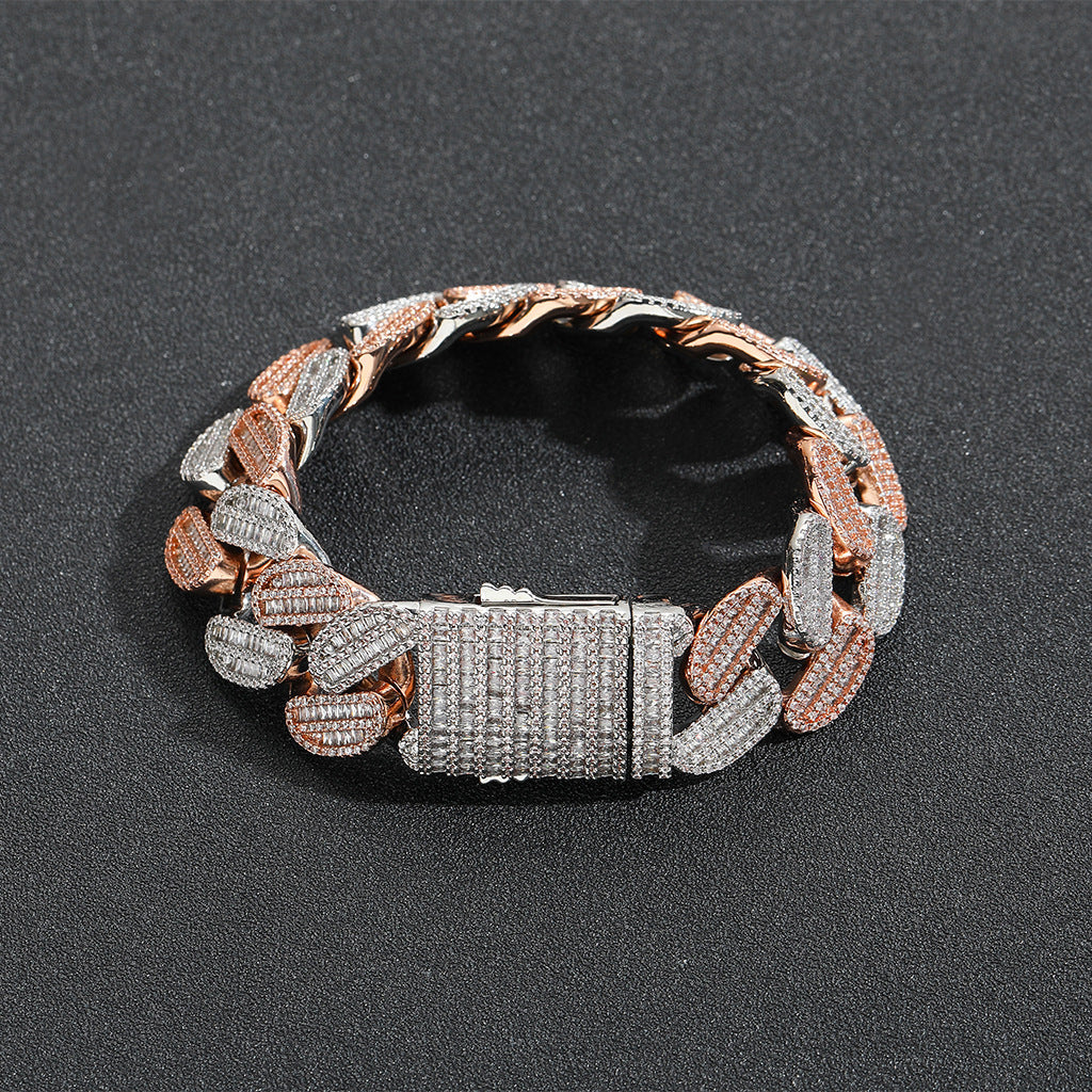 Hip Hop Light Luxury Cuban Link Bubble Cubic Zirconia Bracelet for Men