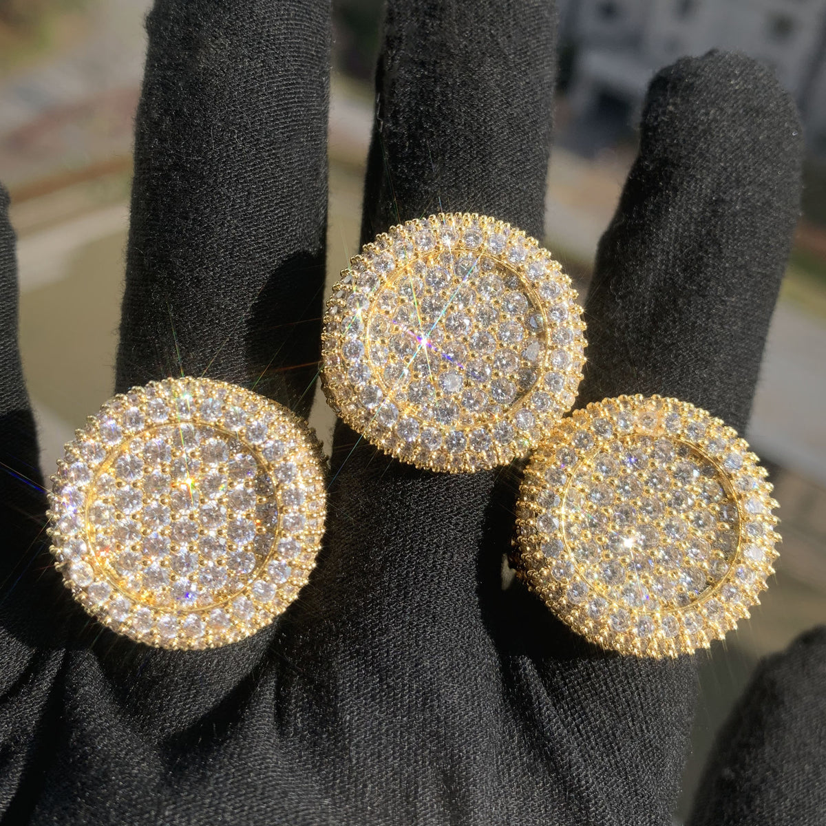 Round Micro Pave Iced Out Statement Ring for Unisex Hip Hop Style product image