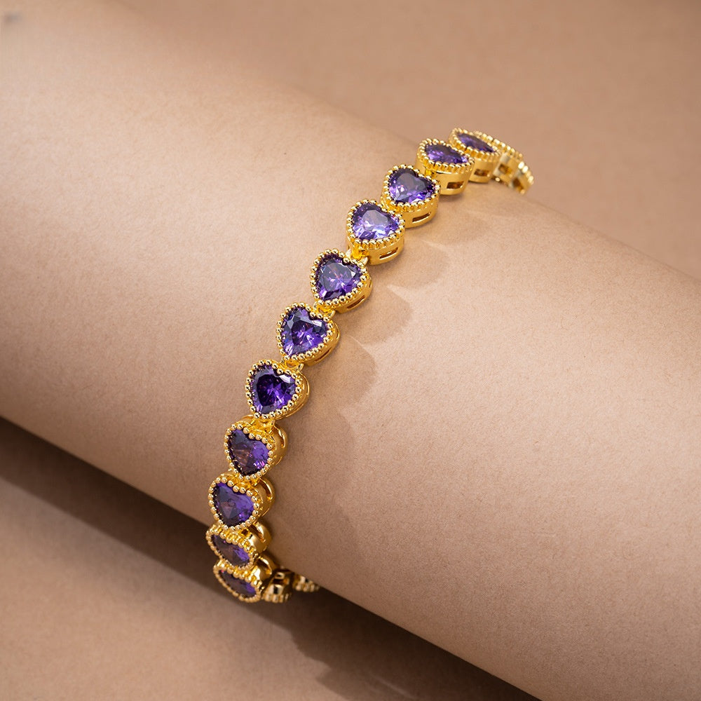 Elegant Heart Crystal Bracelet for Women – Silver Plated Dainty Luxury Chain Bracelet Gift for Her