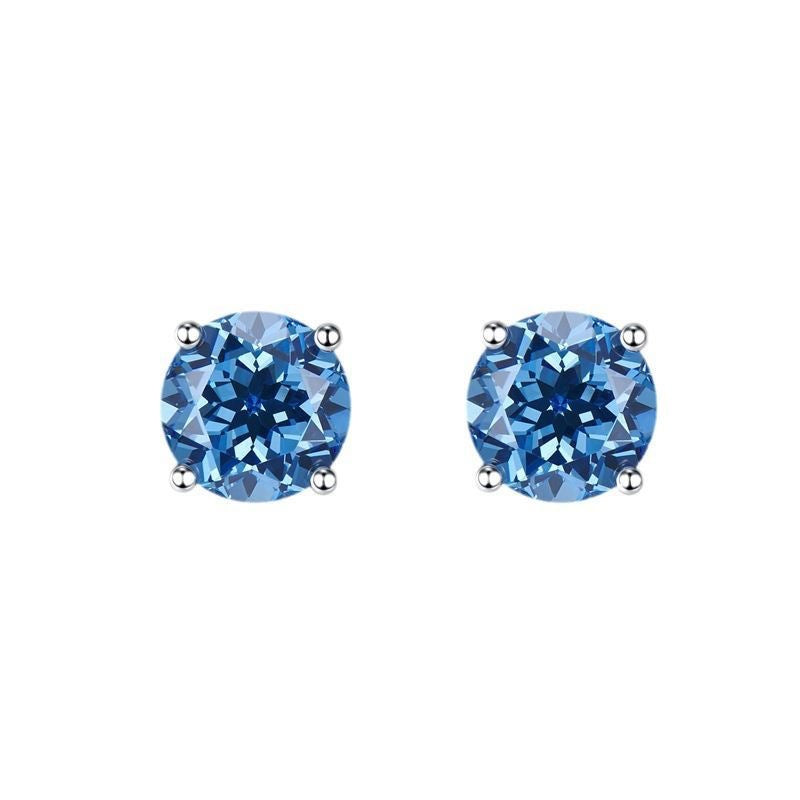 S925 Moissanite Stud Earrings, Classic Four-Prong Round Earrings for Women, Colored and White Stone Options product image
