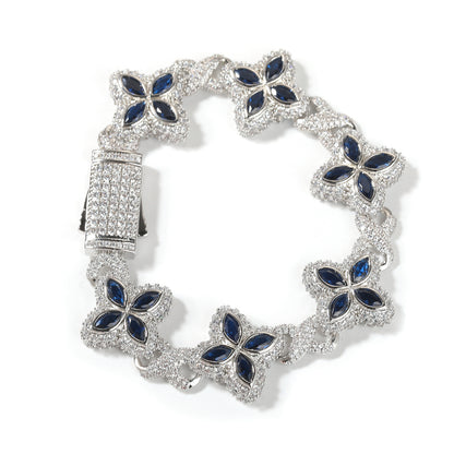 Unisex Four Leaf Clover Cubic Zirconia Bracelet /Necklace