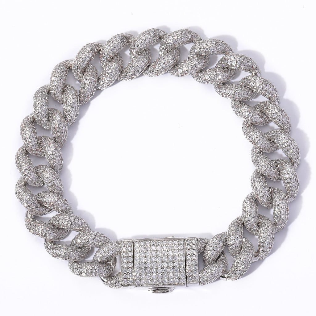 Hip Hop Cuban Link Bubble Copper Bracelet for Men