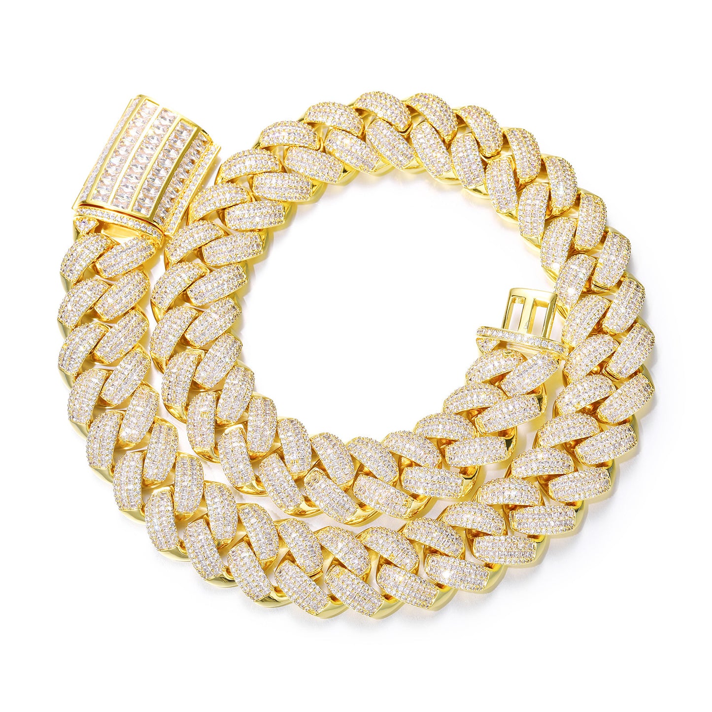 Iced Out Cuban Link Chain Necklace or Bracelet for Men and Women - Geometric Copper Jewelry with Cubic Zirconia product image