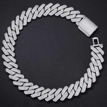 Iced Out 25mm Cuban Link Chain Necklace or Bracelet with 5A Cubic Zirconia for Men and Women