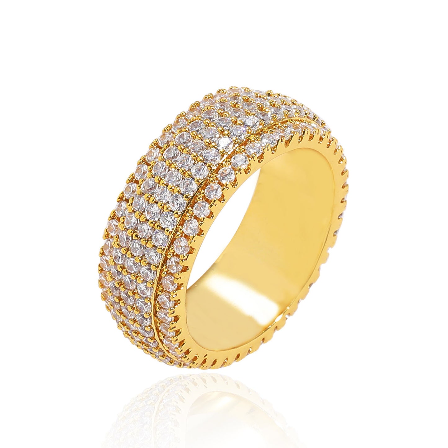 Hip Hop Minimalist Fashion Cubic Zirconia Ring for Men and Women