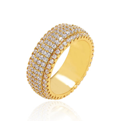 Hip Hop Minimalist Fashion Cubic Zirconia Ring for Men and Women