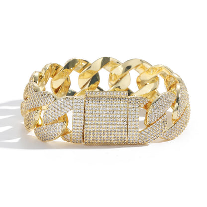 Hip Hop Cuban Link Bubble Copper Bracelet for Men