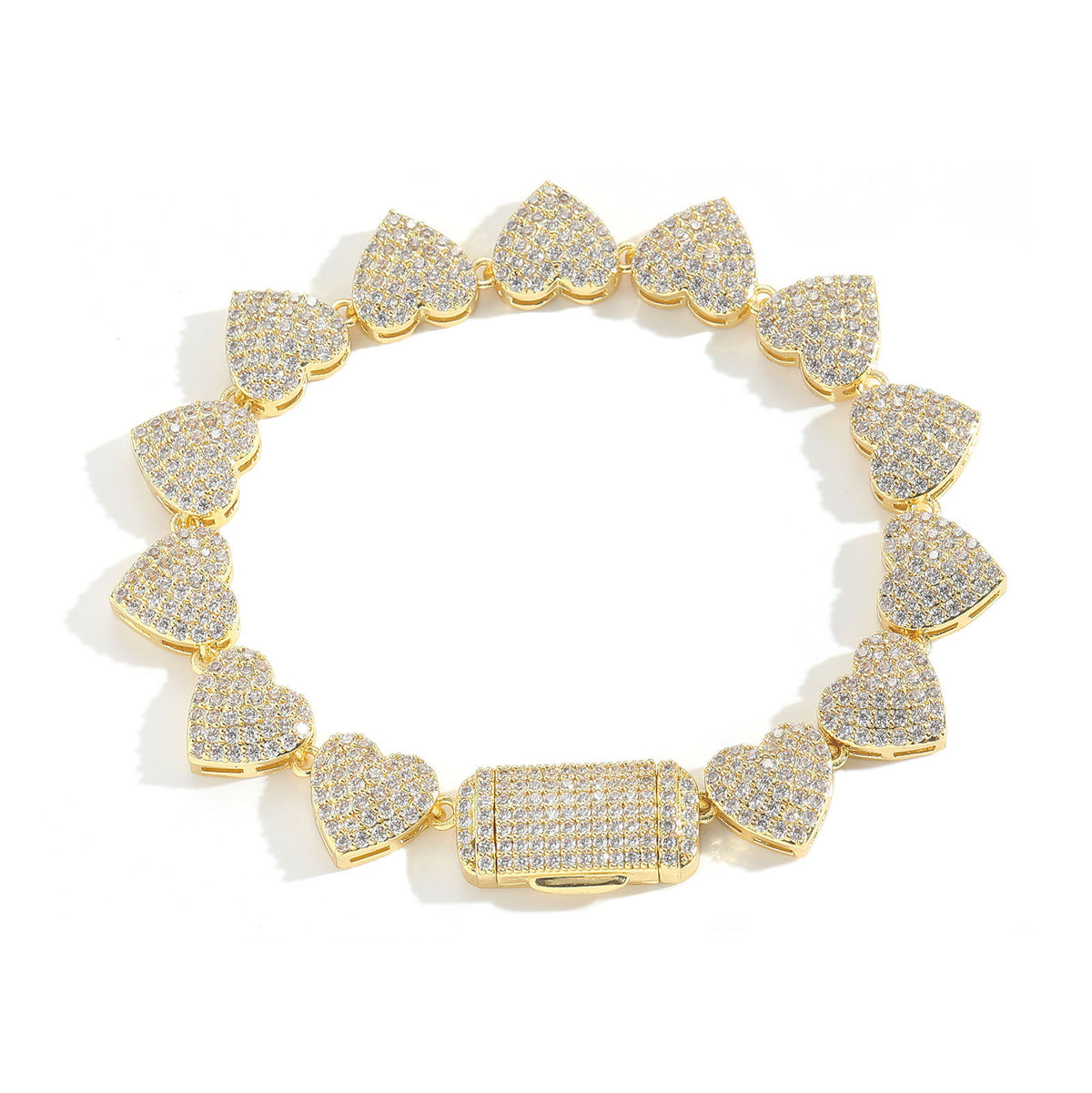 Hip Hop Heart Tennis Chain Cubic Zirconia Bracelet for Men product image