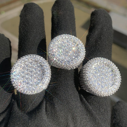 Round Micro Pave Iced Out Statement Ring for Unisex Hip Hop Style
