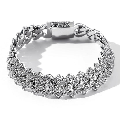 Hip Hop Cuban Link Cubic Zirconia Bracelet for Men