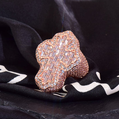 Unisex Iced Out Cross Statement Ring