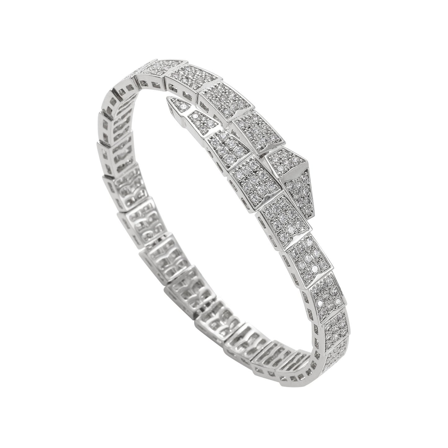 Light Luxury Snake Cubic Zirconia Bracelet for Men and Women