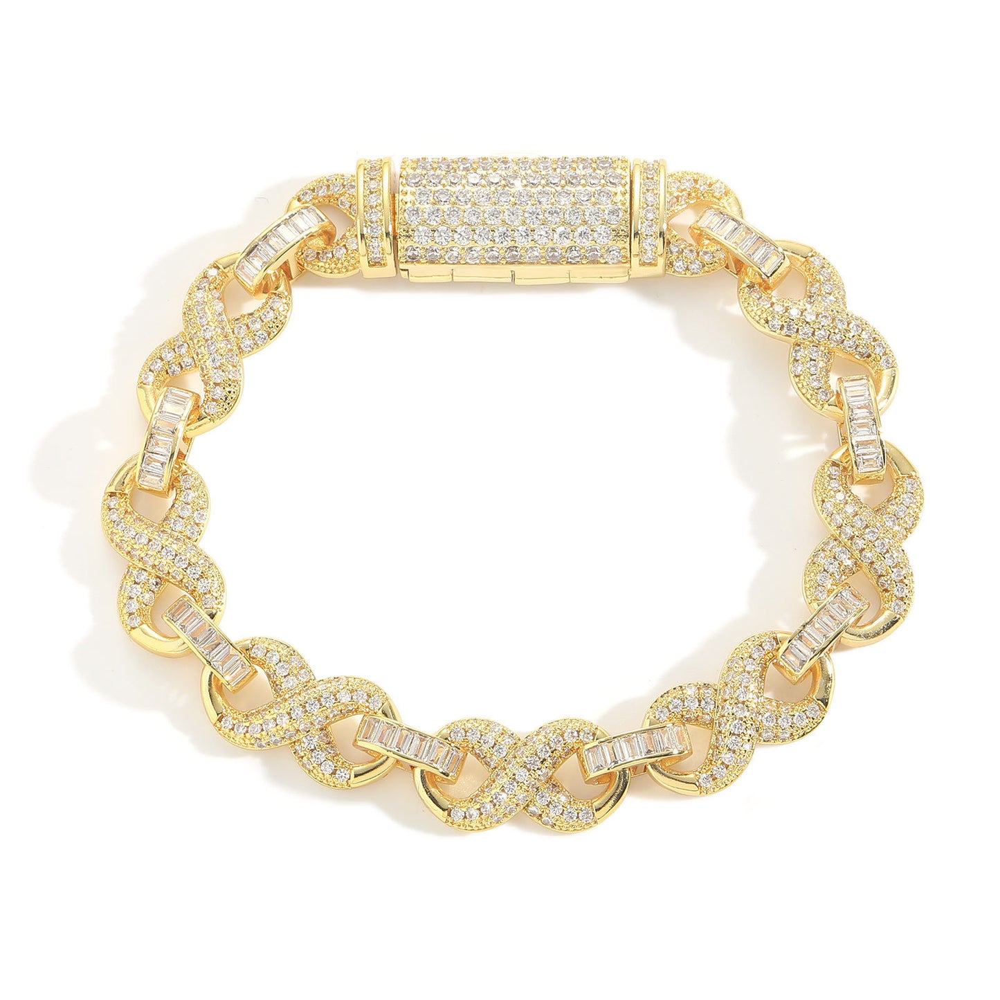 Hip Hop Four Leaf Clover Cuban Link Copper Bracelet for Men