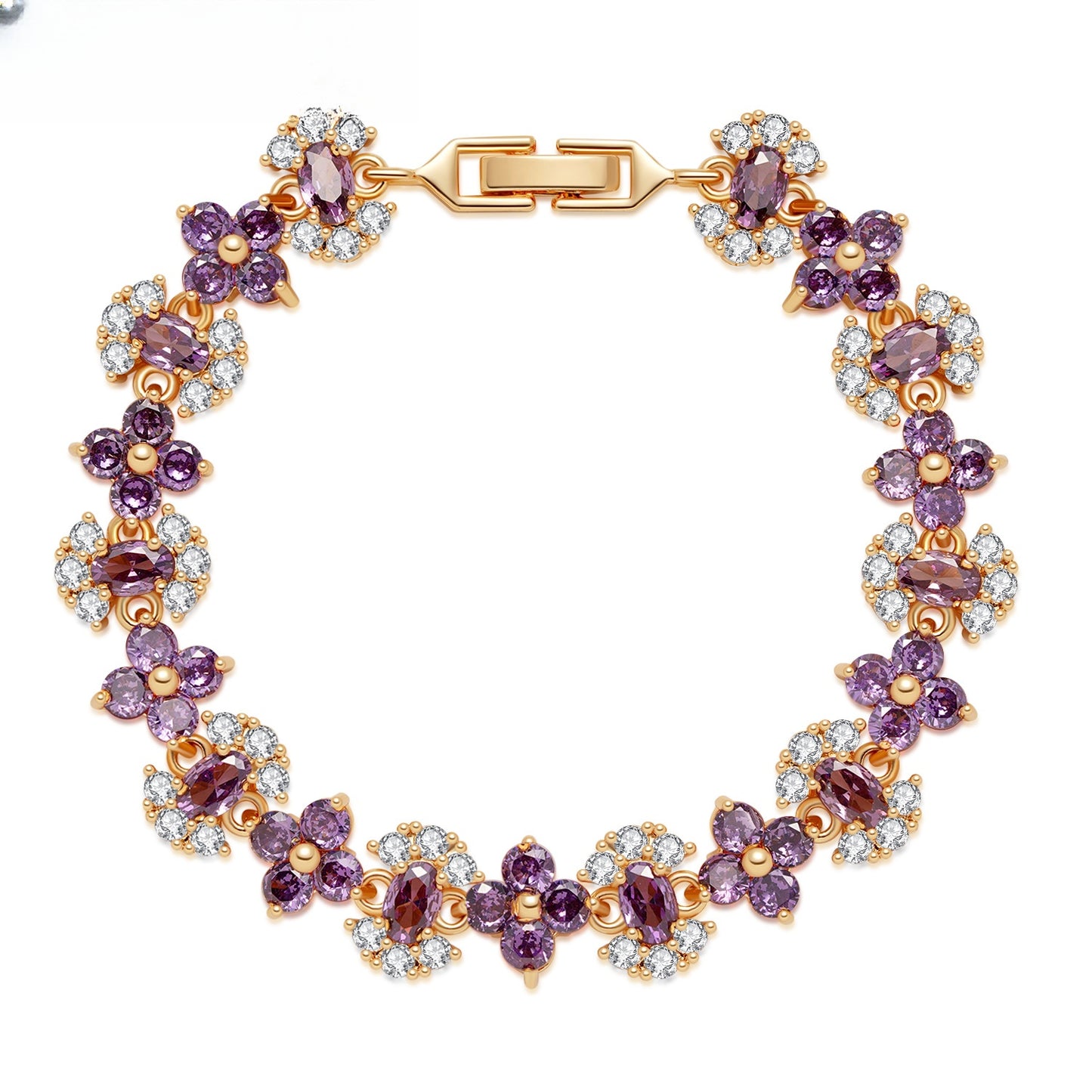 Floral Gem Statement Bracelet for Women