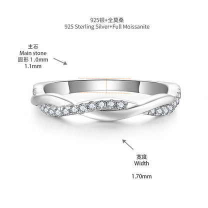 Moissanite Twist Crossover Ring for Women, Elegant Stacking Wedding Ring