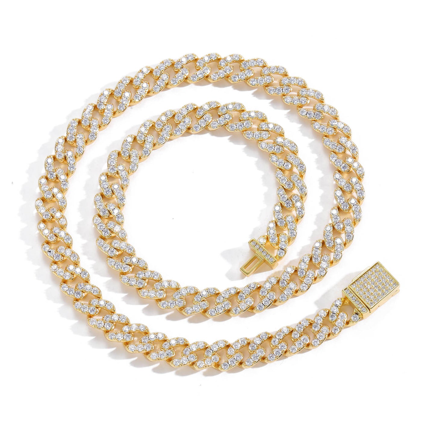 Hip Hop Diamond Shape Cuban Link Cubic Zirconia Necklace for Men