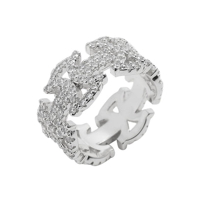 Hip Hop Bow Butterfly Geometric Cubic Zirconia Ring for Men and Women