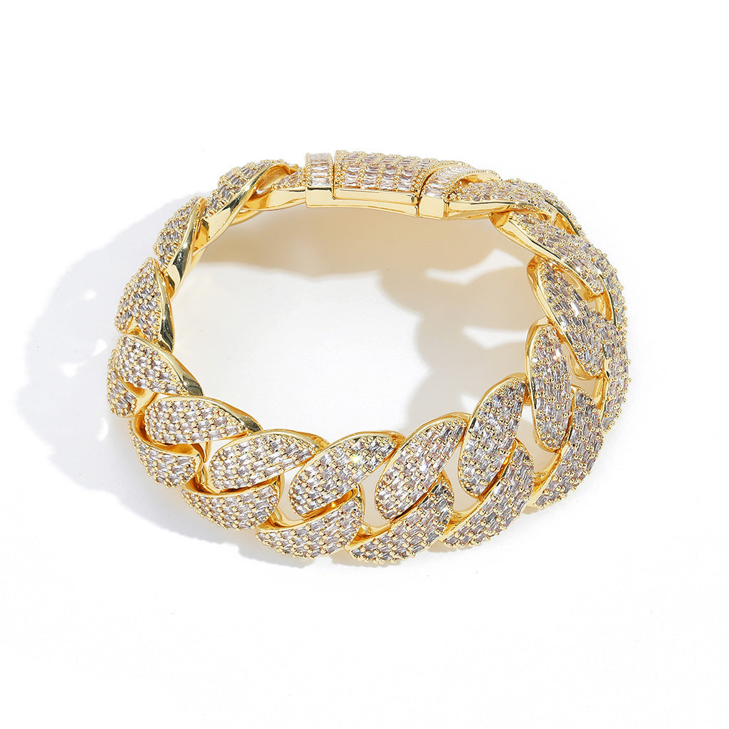 Hip Hop Cuban Link Bubble Cubic Zirconia Bracelet for Men