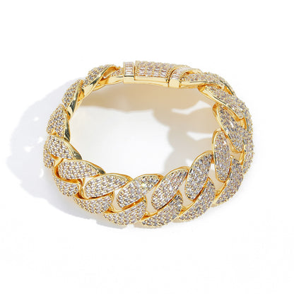 Hip Hop Cuban Link Bubble Cubic Zirconia Bracelet for Men