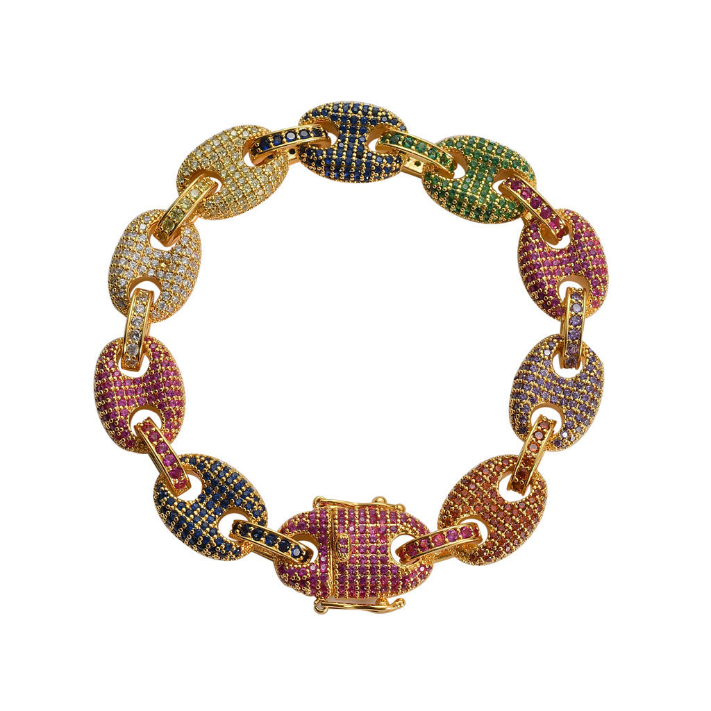 Hip Hop Cuban Link Cubic Zirconia Bracelet for Men