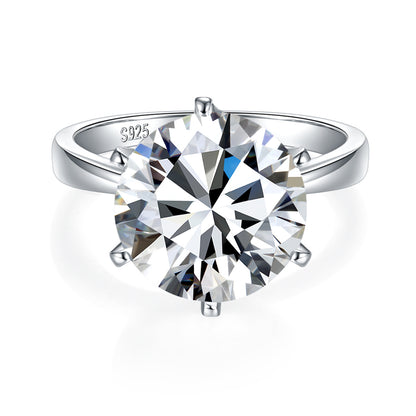 Round Moissanite Solitaire Ring, Six-Prong 13.0mm Ring for Women