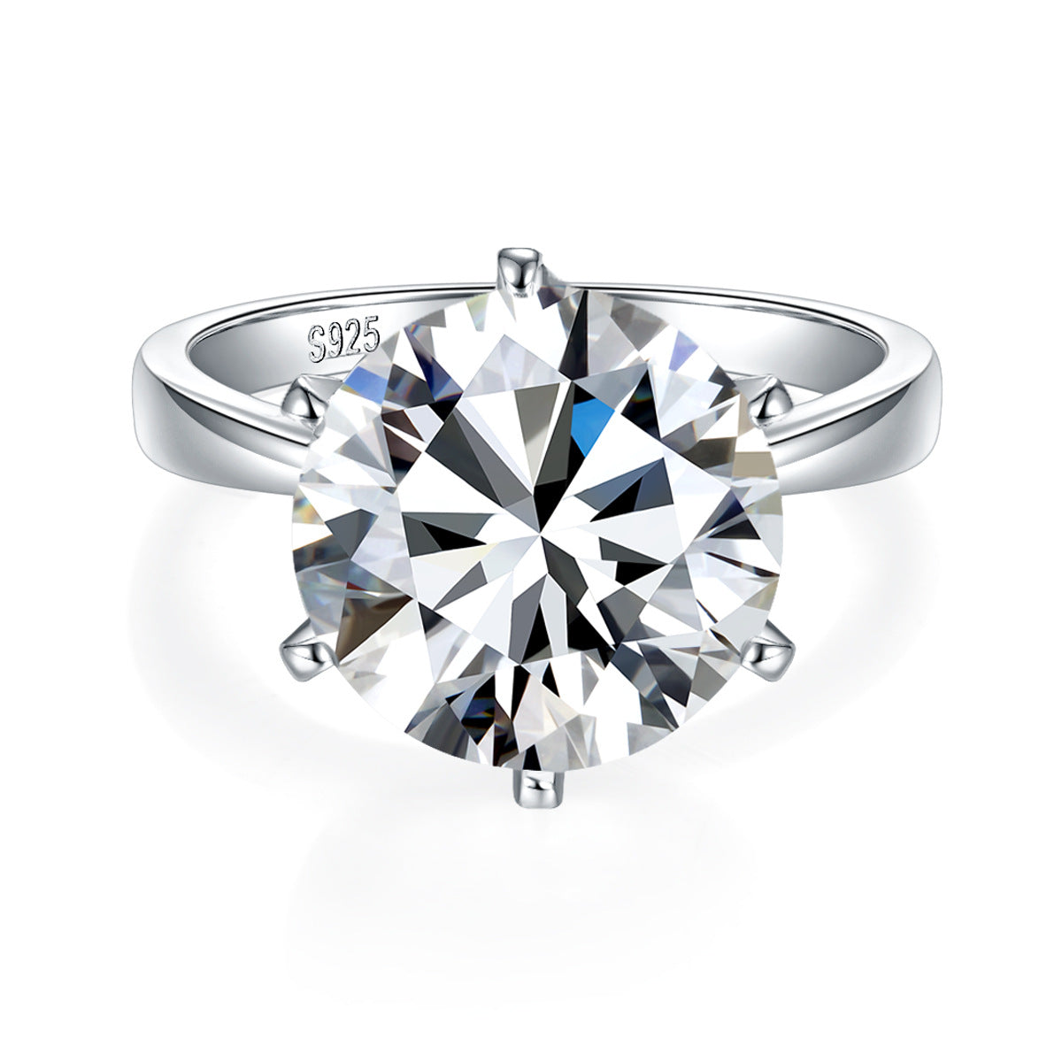Round Moissanite Solitaire Ring, Six-Prong 13.0mm Ring for Women product image