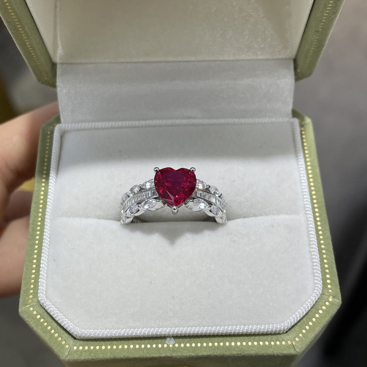 S925 Heart Ruby Ring for Women, Vintage Promise Ring product image