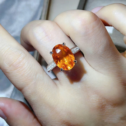 8 Carat Oval Moissanite Ring for Women, Geometric Halo Style Engagement Ring, Color Stone Statement Ring