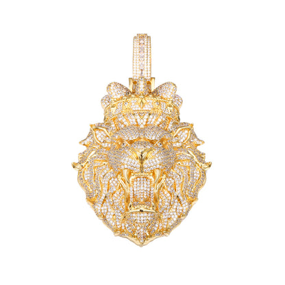 Iced Out Lion Head Pendant Necklace for Men - Hip Hop Cubic Zirconia Statement Chain