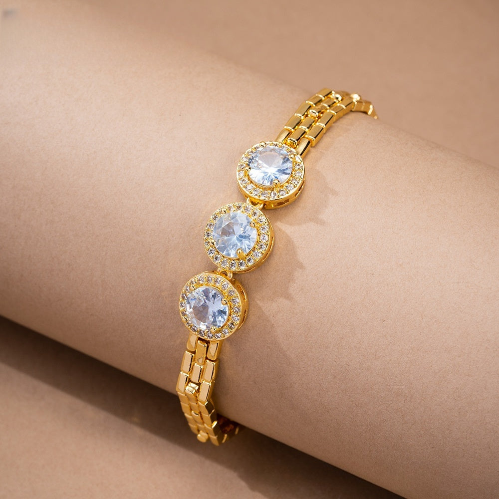 Round Halo Tennis Bracelet for Women