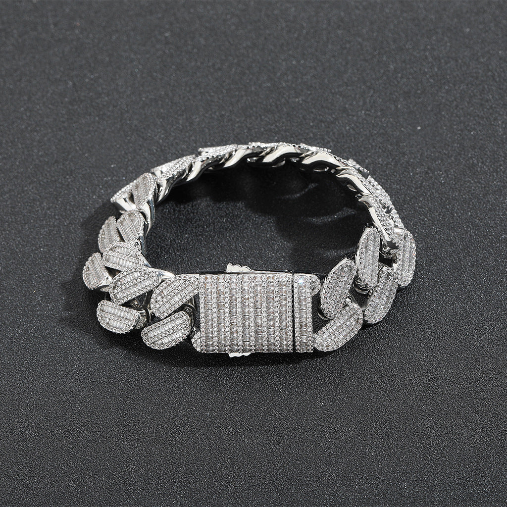 Hip Hop Light Luxury Cuban Link Bubble Cubic Zirconia Bracelet for Men