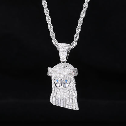 Iced Out Jesus Pendant Necklace for Men - Gold Tone Rope Chain Cuban Link Style Hip Hop Jewelry