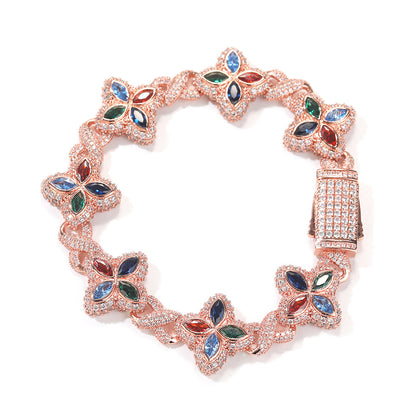 Unisex Four Leaf Clover Cubic Zirconia Bracelet /Necklace