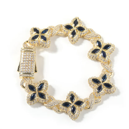 Unisex Four Leaf Clover Cubic Zirconia Bracelet /Necklace